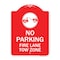 Signmission Fire Lane Tow Zone with Graphic, Red & White Aluminum Architectural Sign, 18" x 24", RW-1824-23980 A-DES-RW-1824-23980 - alternate 1